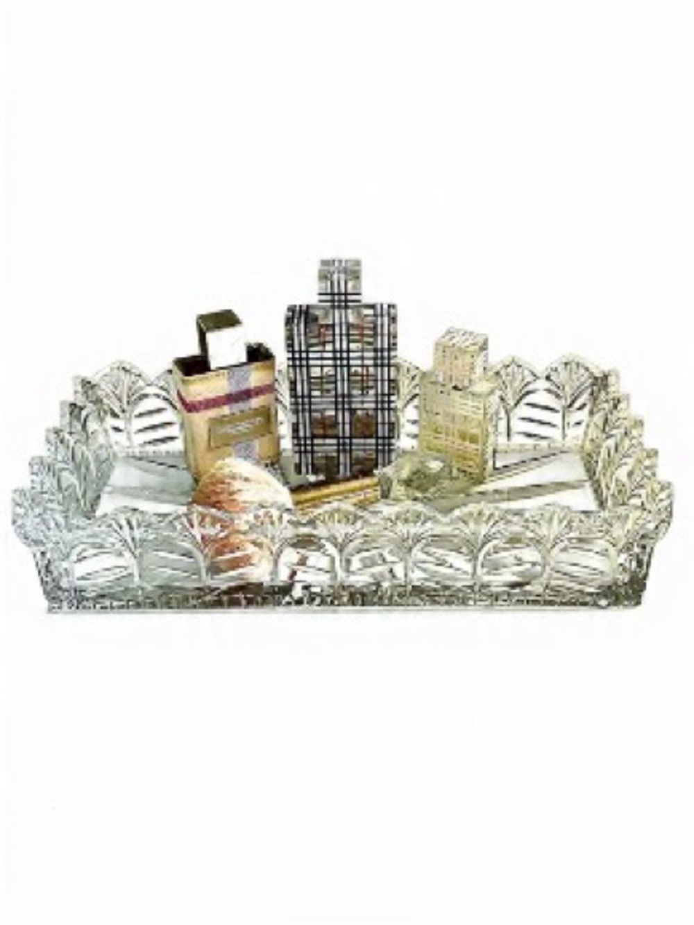 CRYSTAL CLEAR IND. Portico Crystal Blown Glass Bread Vanity Tray 13x7”